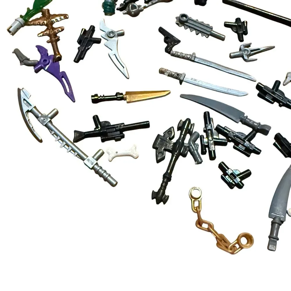 Lego Weapons Lot - Swords Guns Staffs Shields Clubs Axes